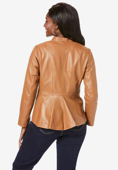 Leather Peplum Jacket, , on-hover image number null
