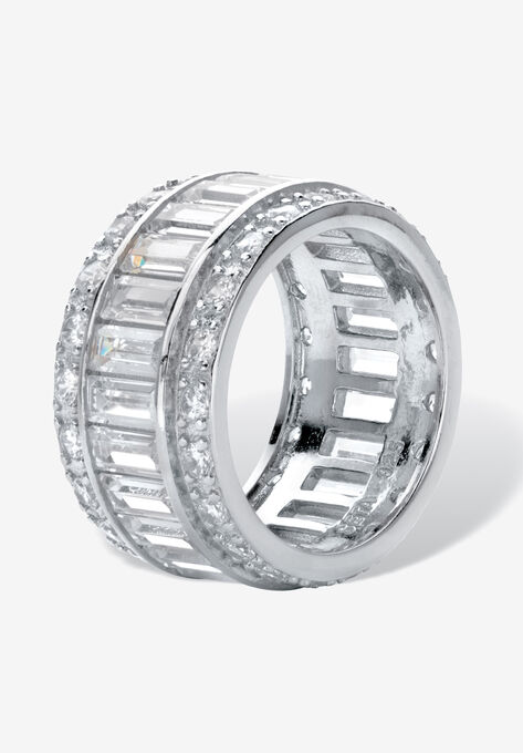 Platinum over Sterling Silver Cubic Zirconia Eternity Bridal Ring, , on-hover image number null