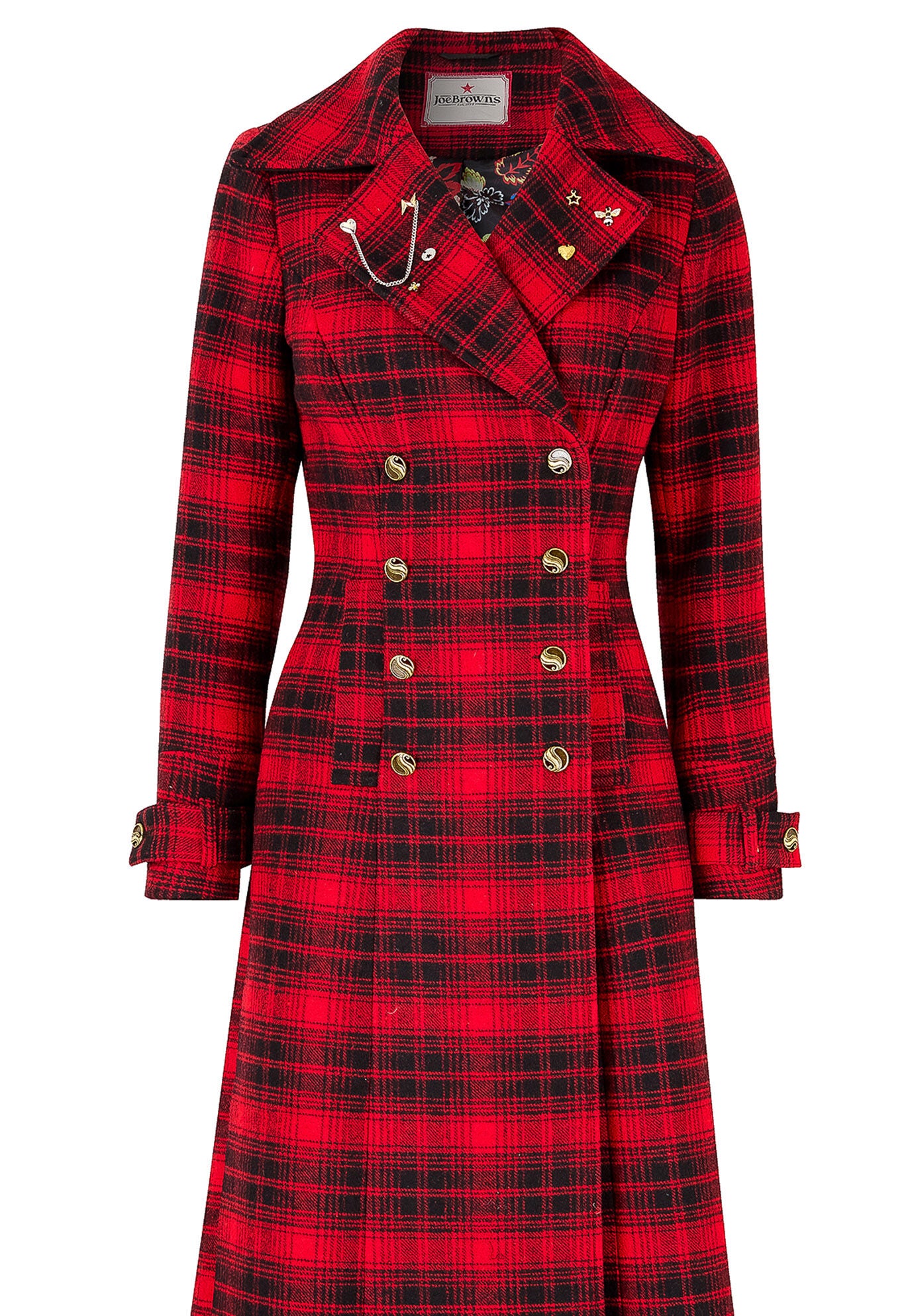 Wool-Blend Double Breasted Coat, RED MEGA PLAID, alternate image number 5