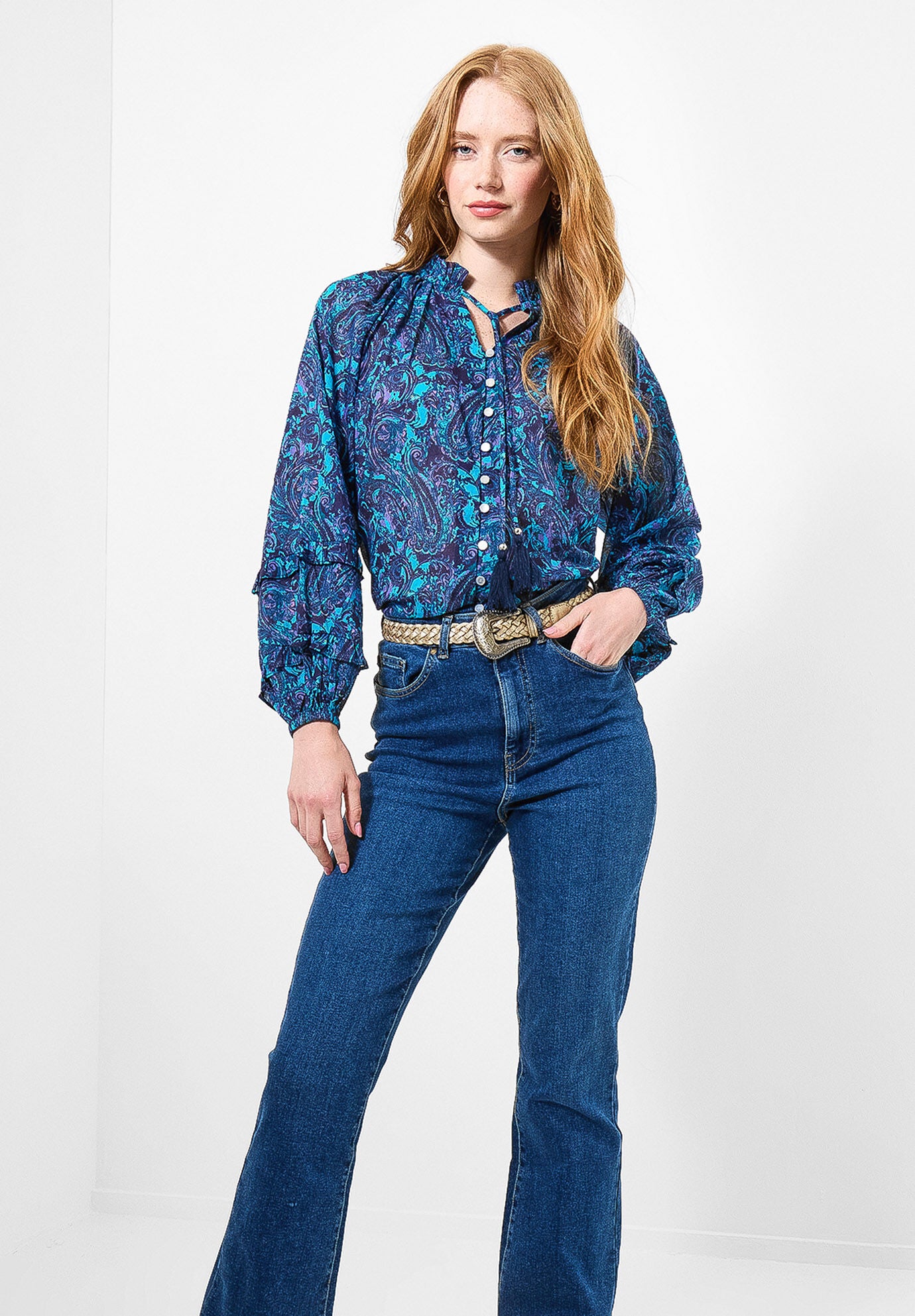 Boho Tassel Blouse, BOHO WATERCOLOR PAISLEY, alternate image number 5