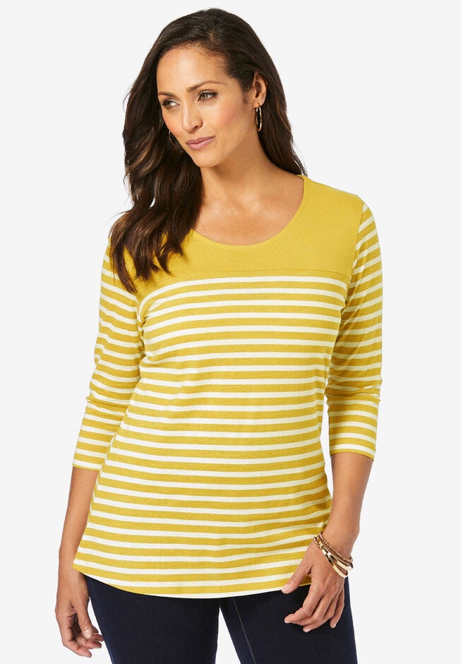 Striped Top, OLIVE YELLOW STRIPE, hi-res image number null