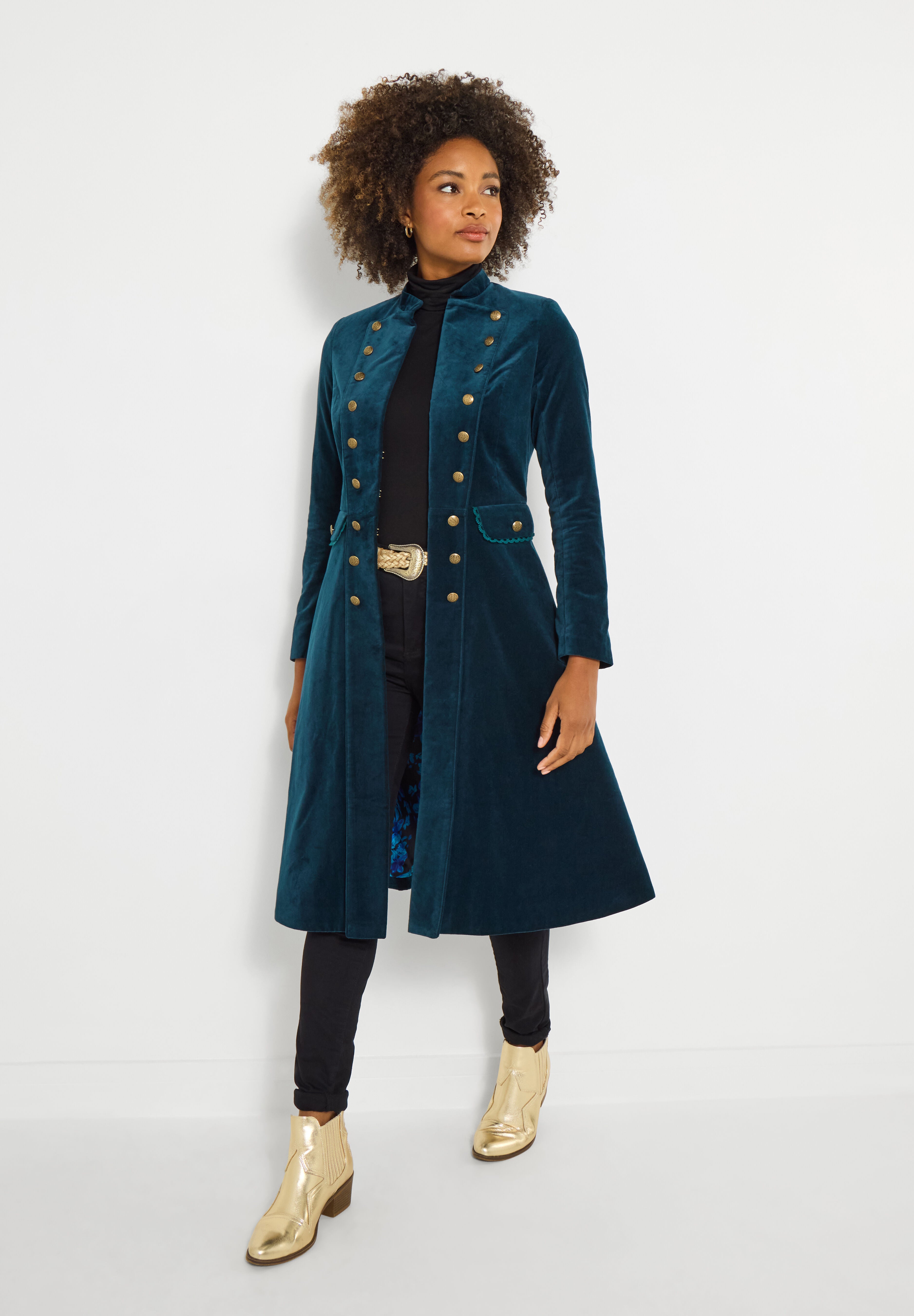 Cotton Moleskin Military Coat, STRATIFIED SEA, on-hover image number 1