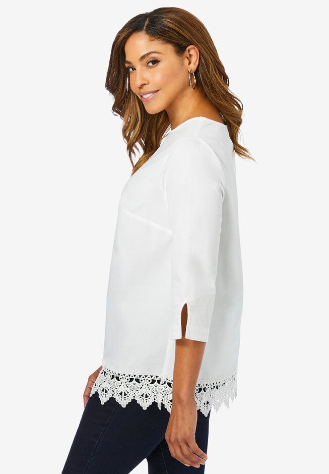 Lace Trim Blouse, , alternate image number 2