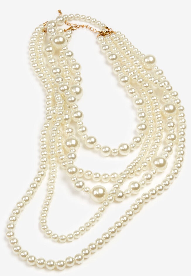 Multi-Layer Beaded Pearl Necklace, IVORY, hi-res image number null