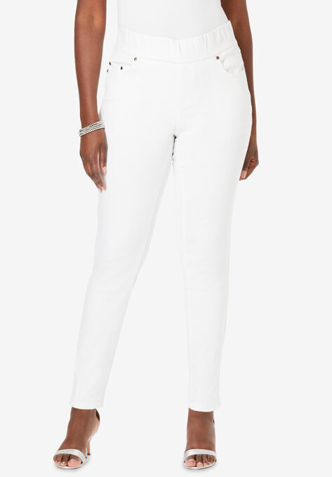 Comfort Waistband Skinny Jeans, WHITE, hi-res image number null