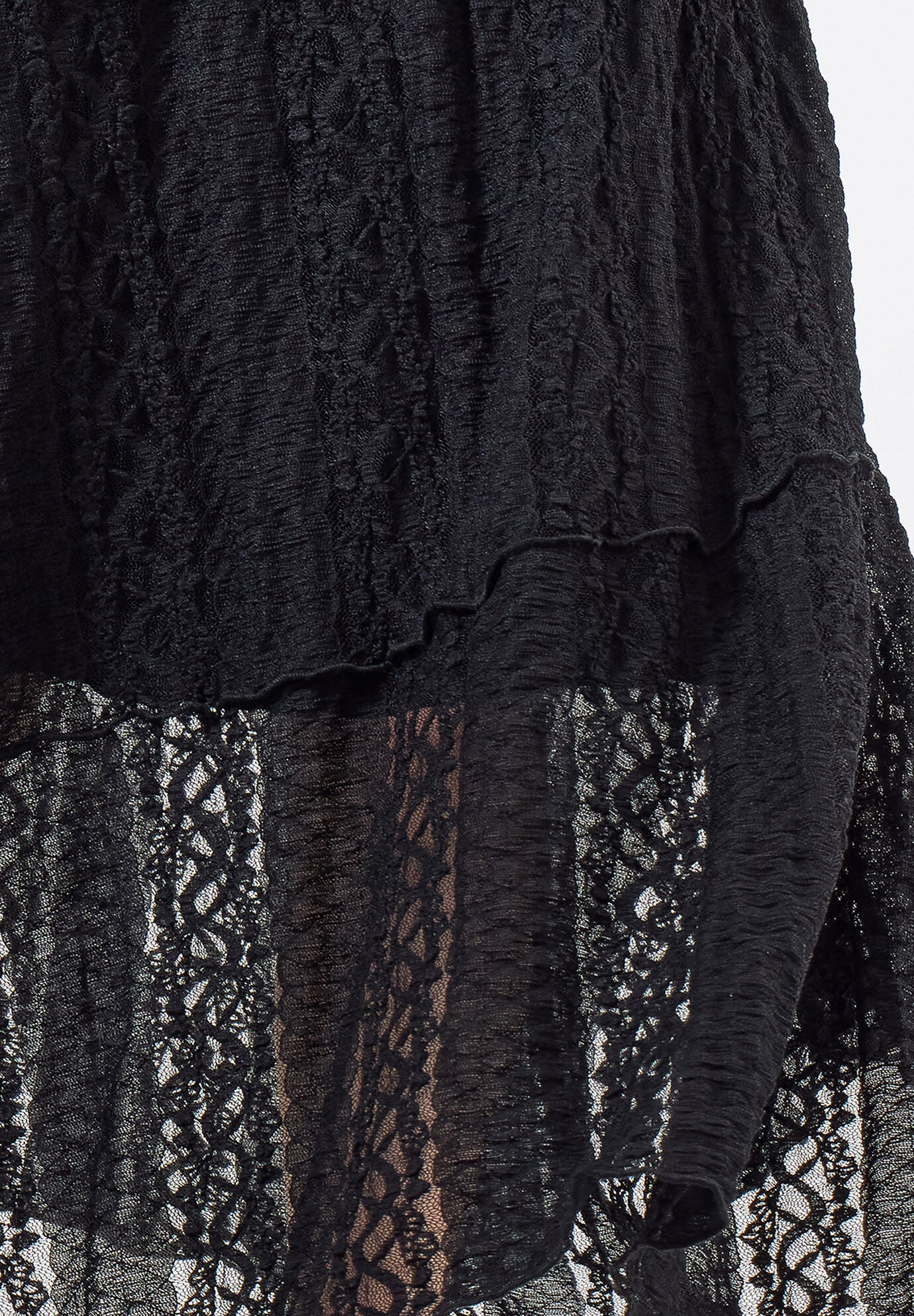 Stretch Lace Hanky Hem Maxi Skirt, BLACK, alternate image number 3