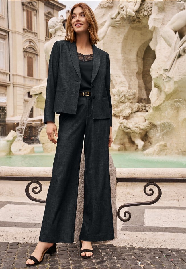 Slubbed Denim Blazer, BLACK, hi-res image number null
