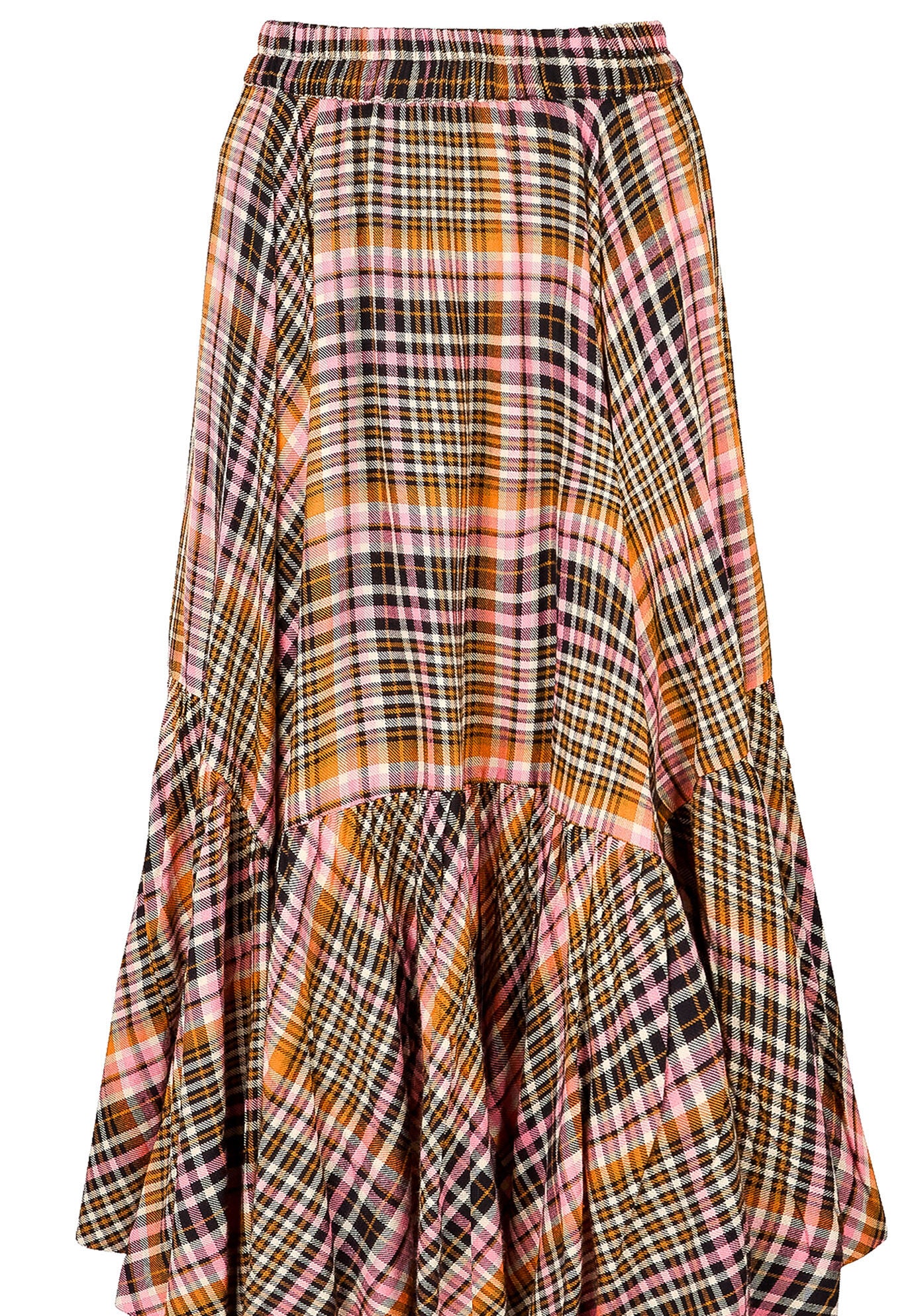 Checkered Hanky Hem Maxi Skirt, AUTUMN SUNSET PLAID, alternate image number 4