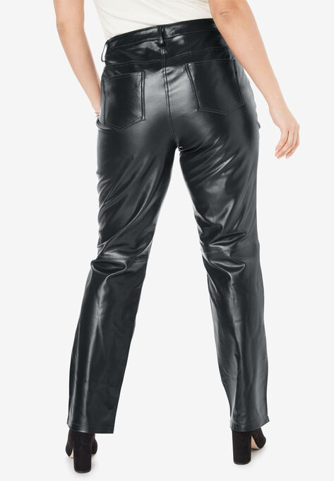 Straight Leg Leather Pants, , on-hover image number null