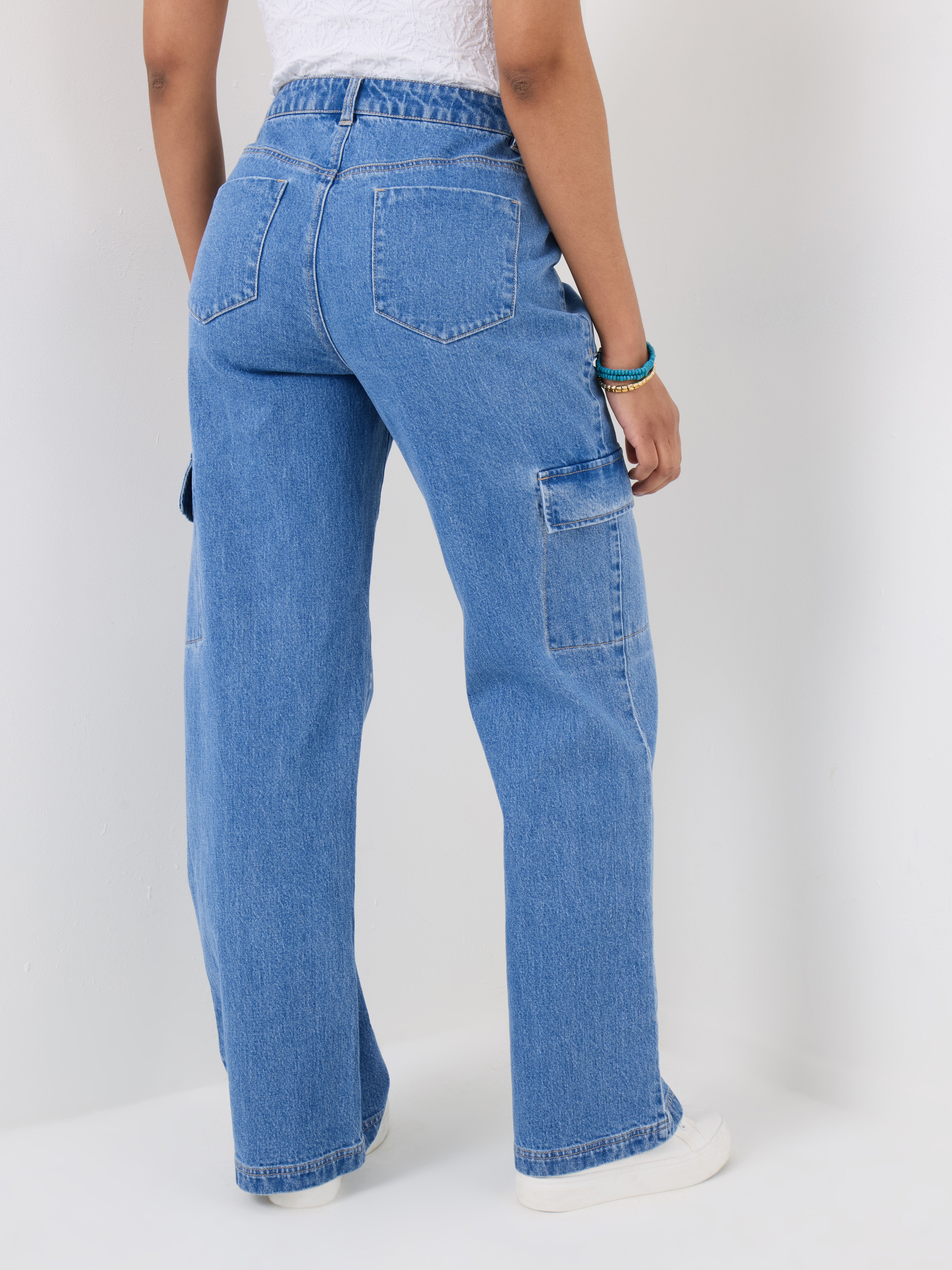 Denim Cargo Pants, LIGHT BLUE, on-hover image number 1