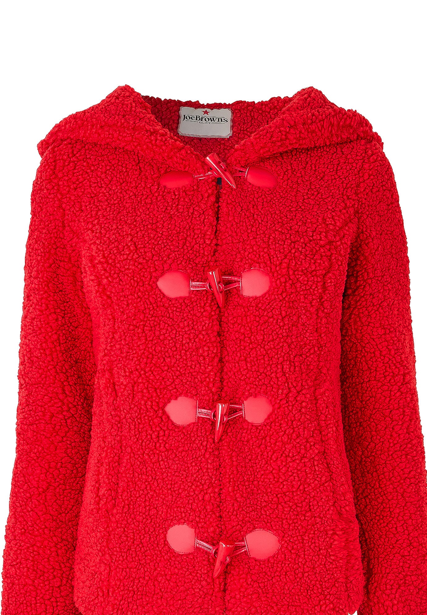 Hooded Sherpa Toggle Jacket, BRIGHT RED, alternate image number 3