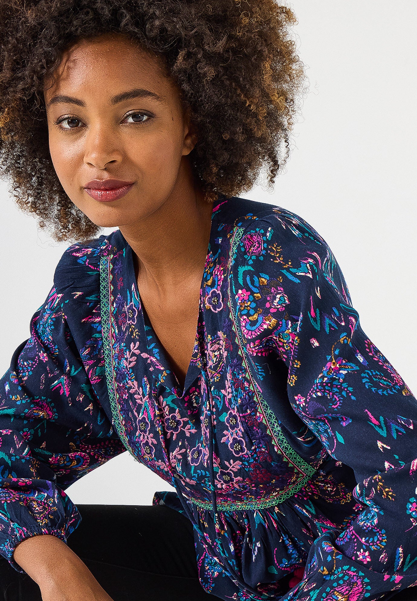Boho Embroidered Blouse, BOHO MIXED PAISLEY, alternate image number 3