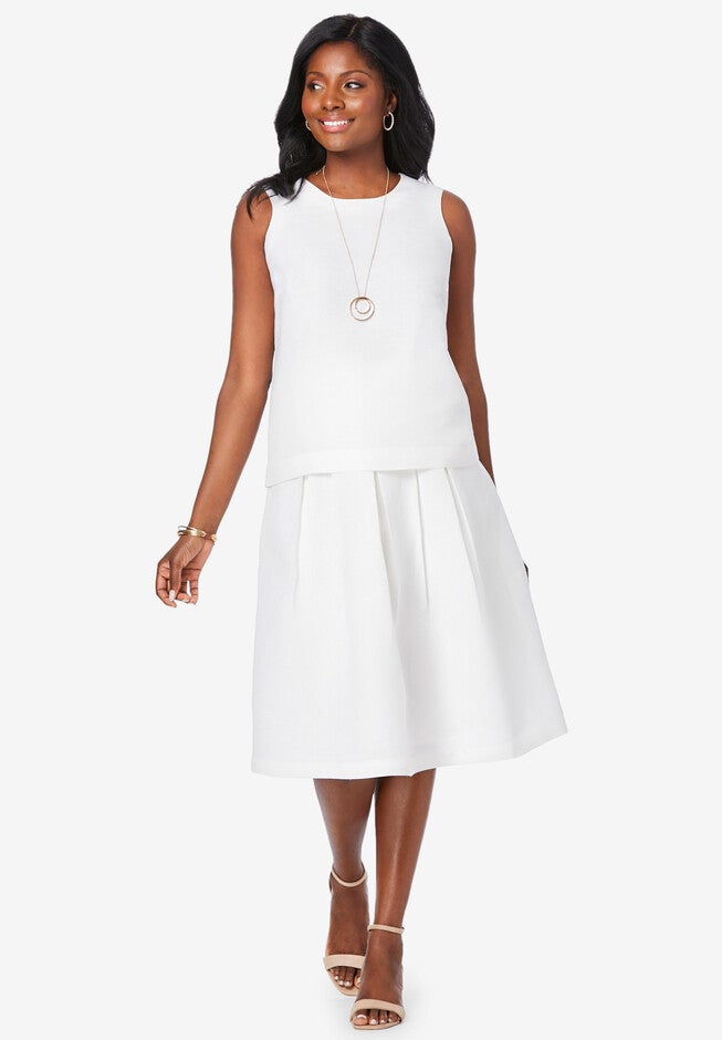 Linen Skirt Set, WHITE, hi-res image number 0