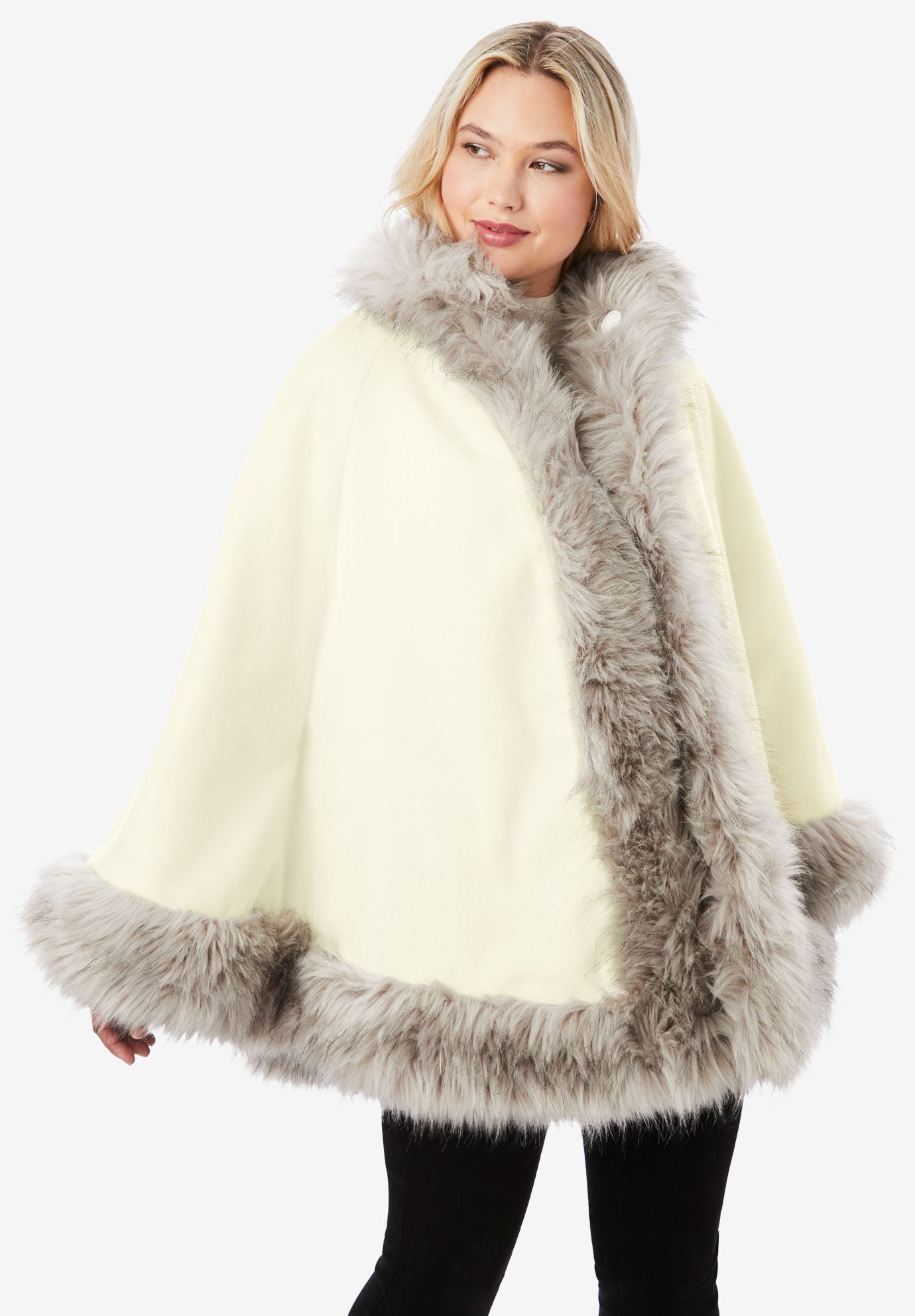 plus size fur trim coat