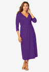 Knit Surplice Midi Dress, PURPLE ORCHID, hi-res image number null