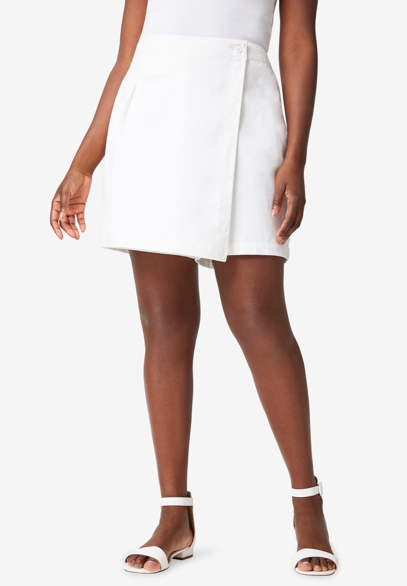 Classic Cotton Denim Skort, WHITE, hi-res image number 0