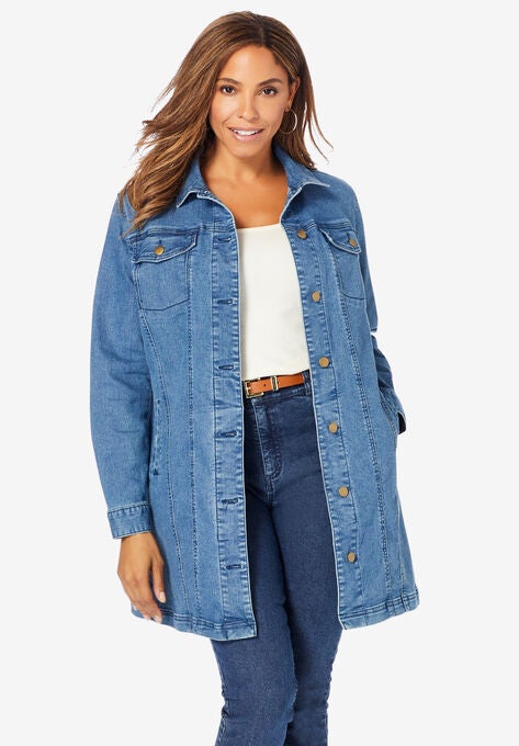 Long Denim Jacket, MEDIUM STONEWASH, hi-res image number null