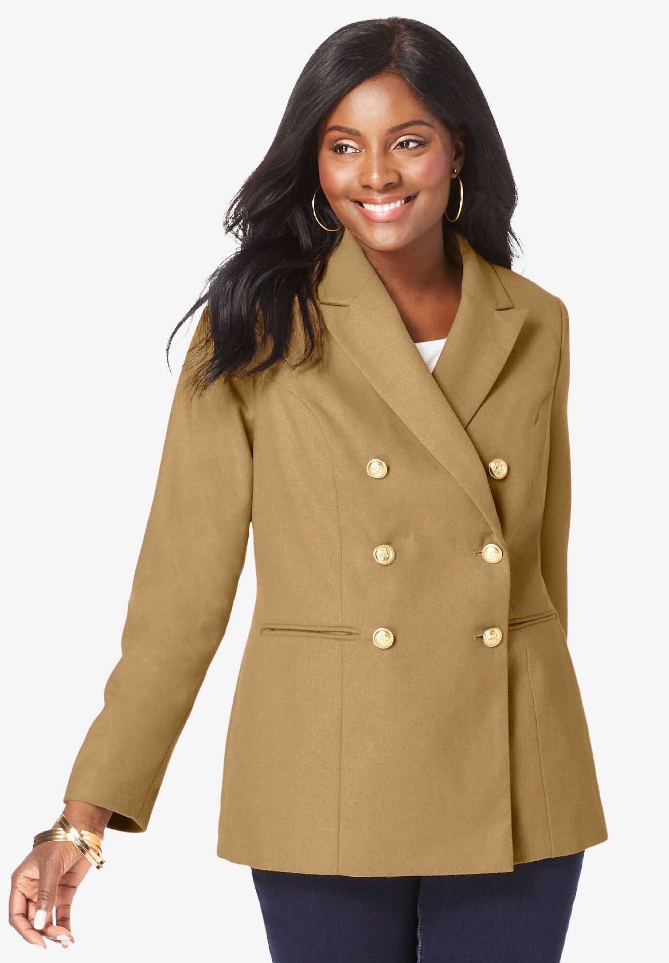 Double Breasted Wool Blazer, SOFT CAMEL, hi-res image number 0