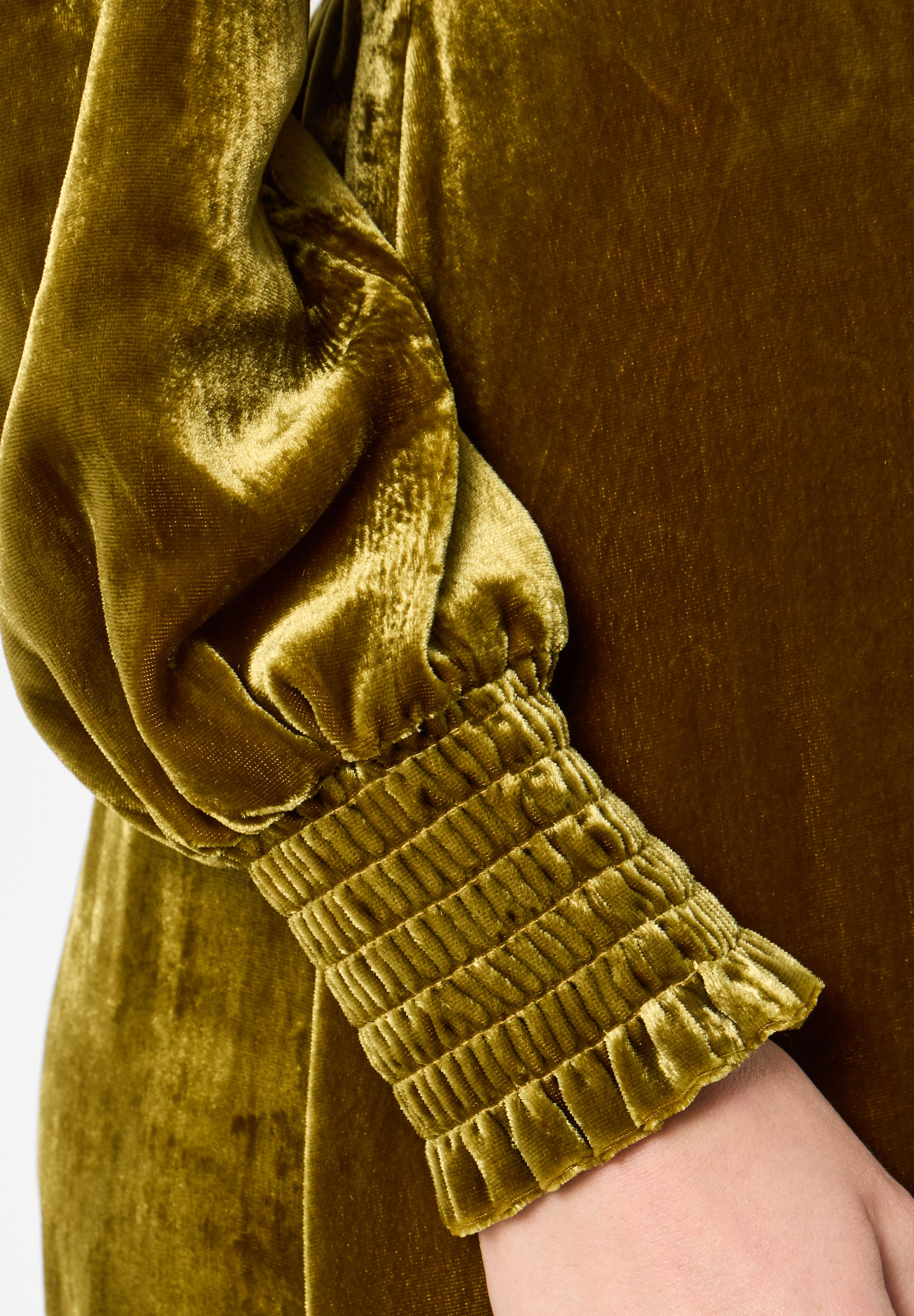 Tiered Velvet Tie Neck Dress, CHARTREUSE, alternate image number 4