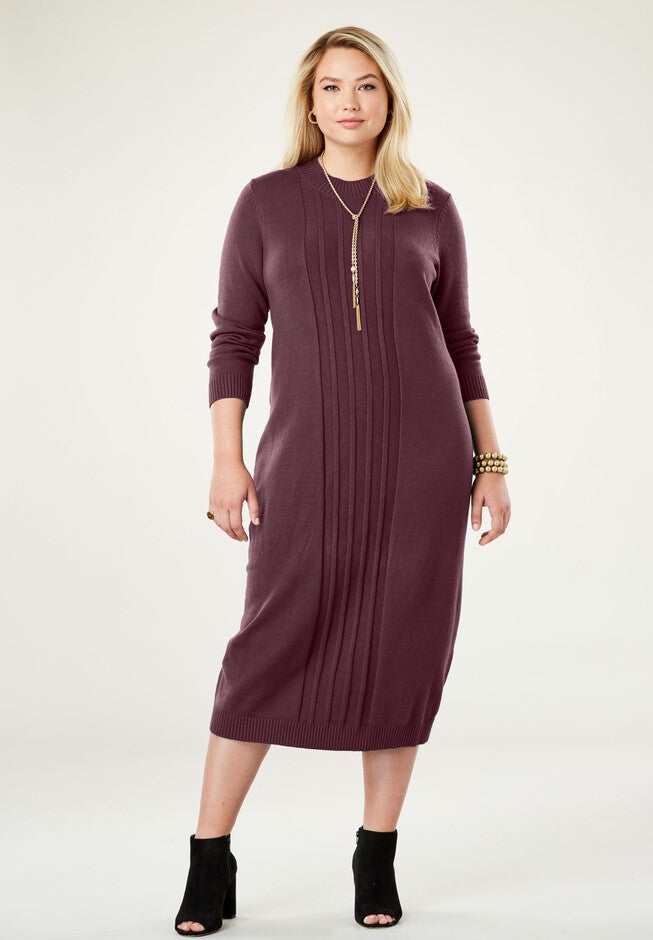 Midi Sweater Dress, DEEP MERLOT, hi-res image number null