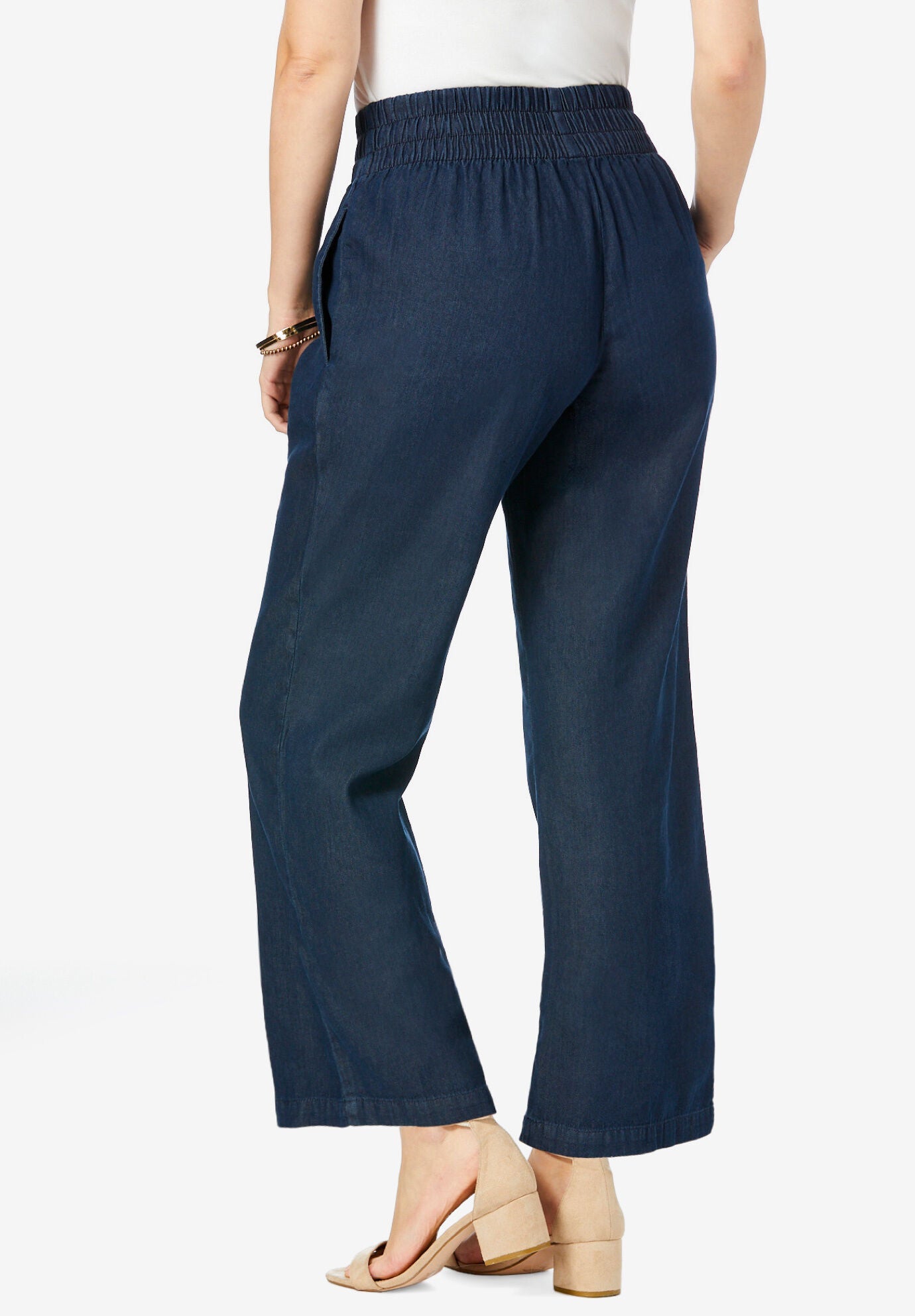 Chambray Wide Leg Pant, LIGHT WASH, on-hover image number 1