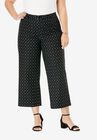 Wide-Leg Stretch Poplin Crop Pant, BLACK DOT, hi-res image number null
