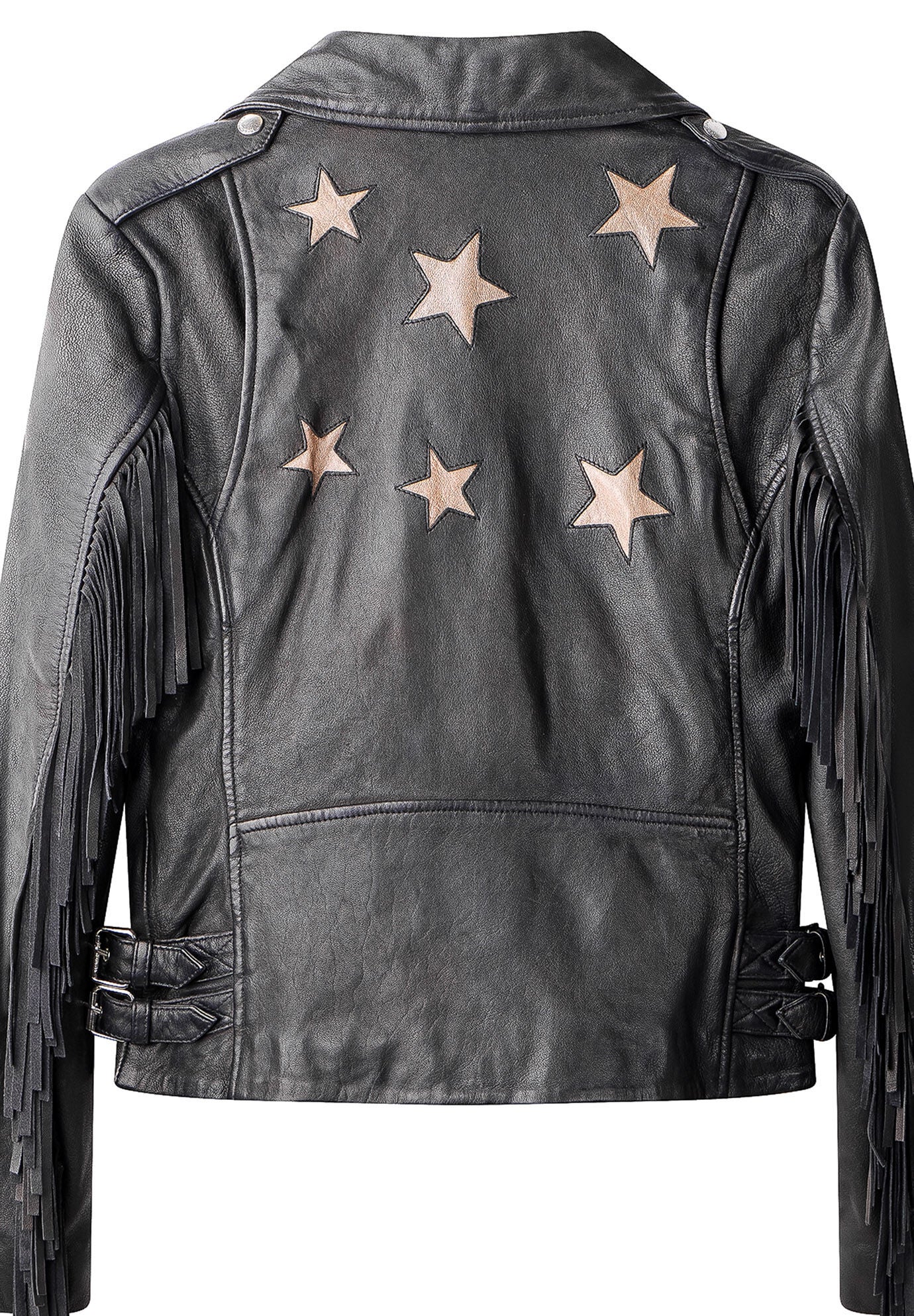 Fringe Moto Leather Jacket, METALLIC STARS, alternate image number 4