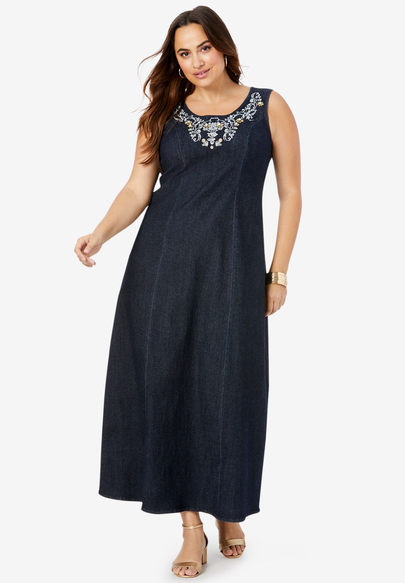 jessica london denim maxi dress