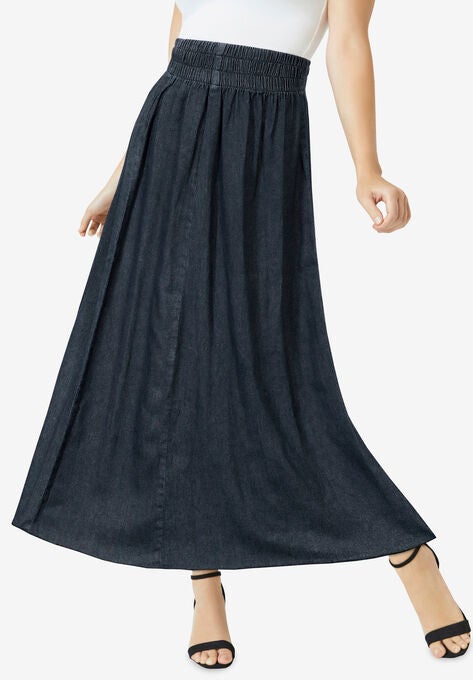 Chambray Maxi Skirt, INDIGO, hi-res image number null