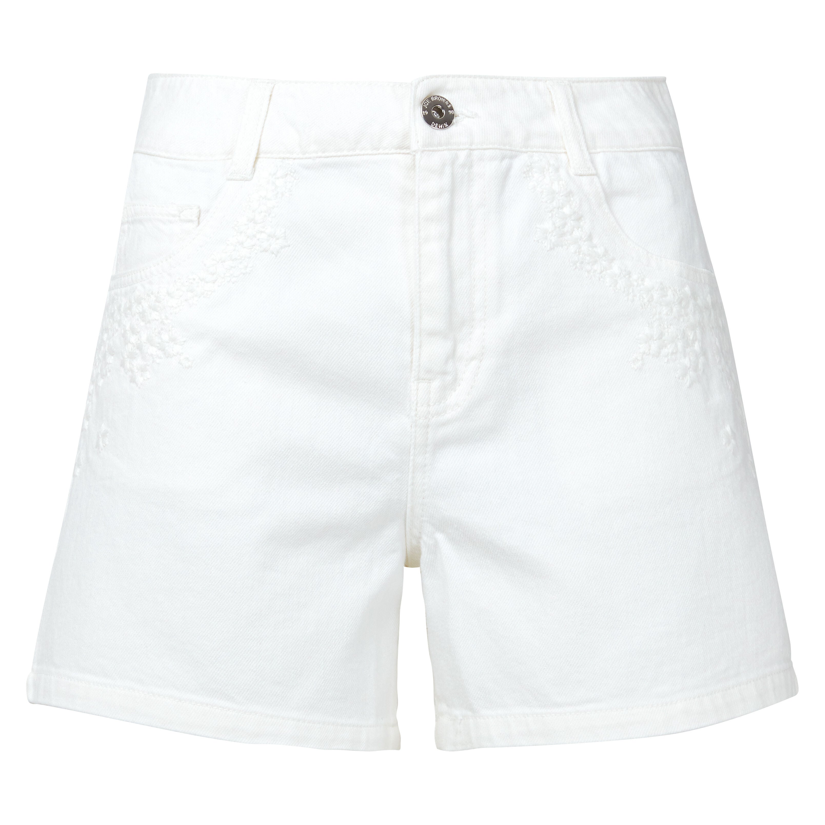 High Waisted Denim Shorts, WHITE, alternate image number 3