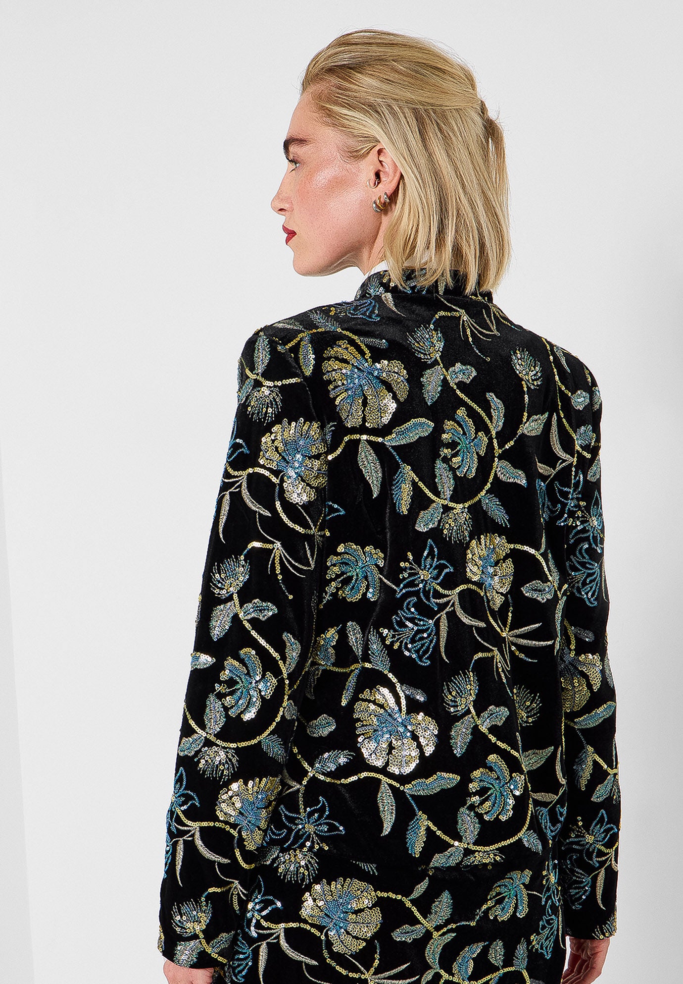 Sequin Lady Jacket, GOLD FLORAL SEQUIN, alternate image number 3