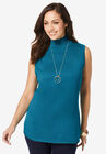 Fine Gauge Mockneck Sweater, DEEP TEAL, hi-res image number null
