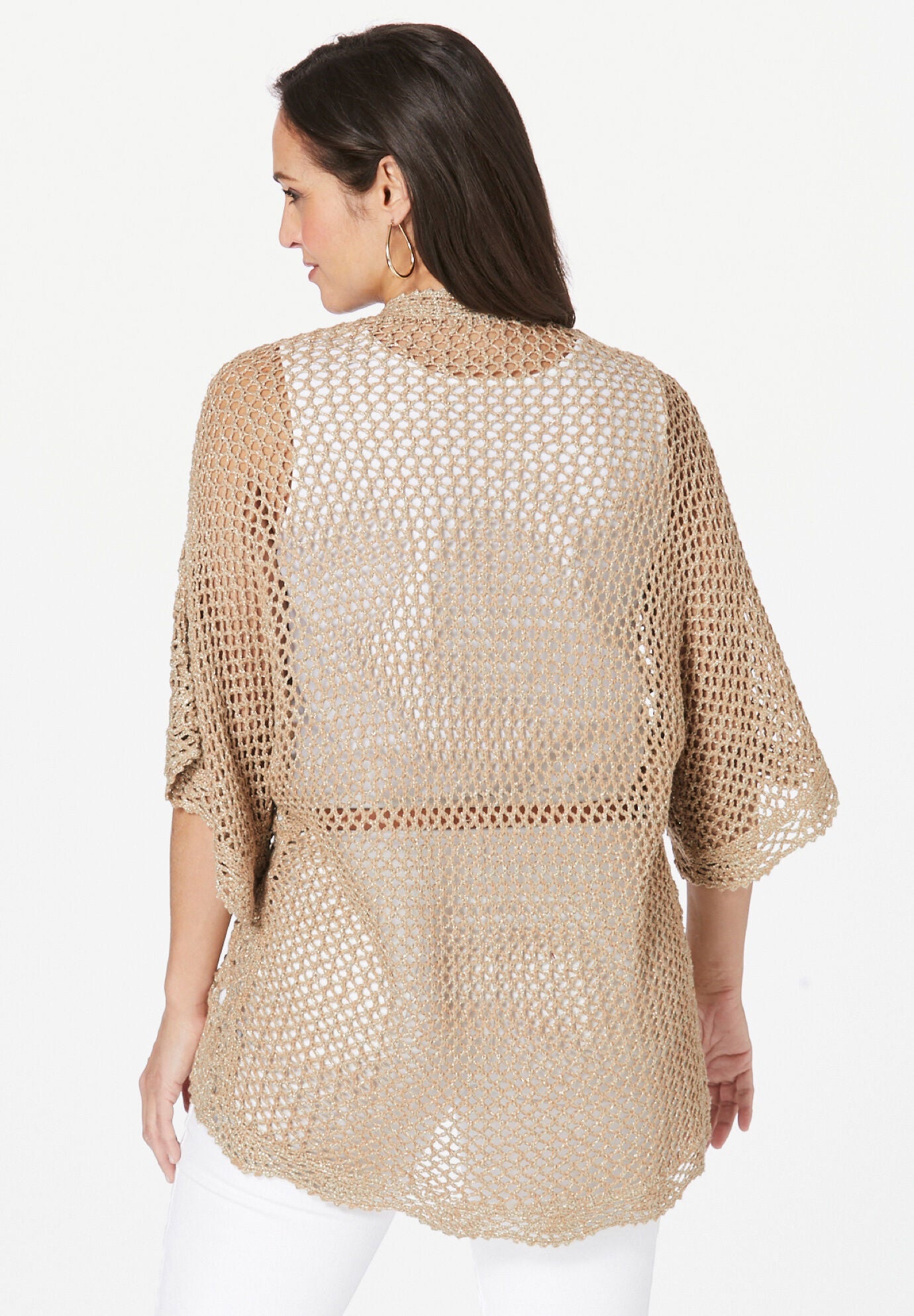 Metallic Crochet Cardigan, , on-hover image number 1