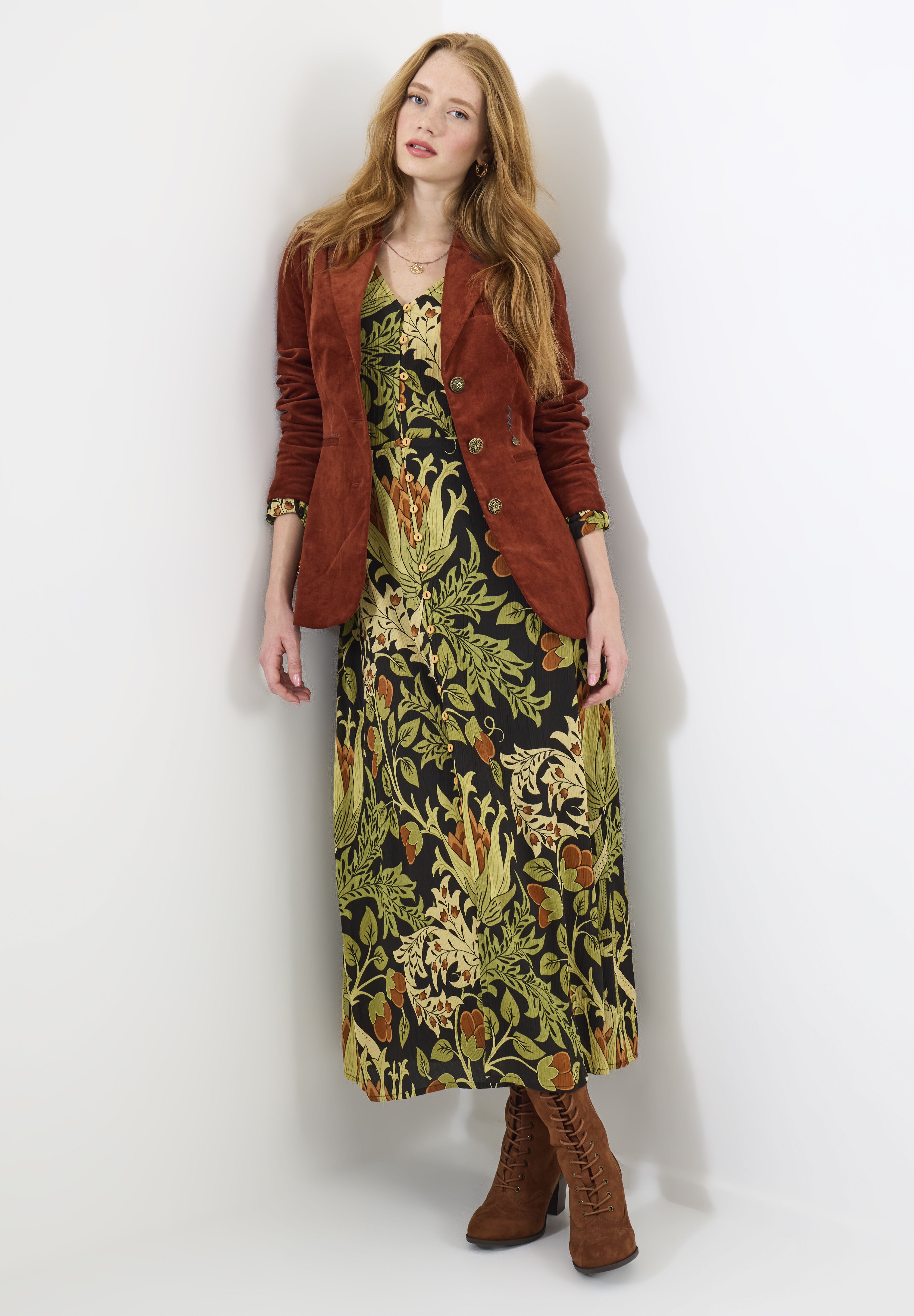 Hippie Midi Dress, VINTAGE ABSTRACT MEADOW, alternate image number 6