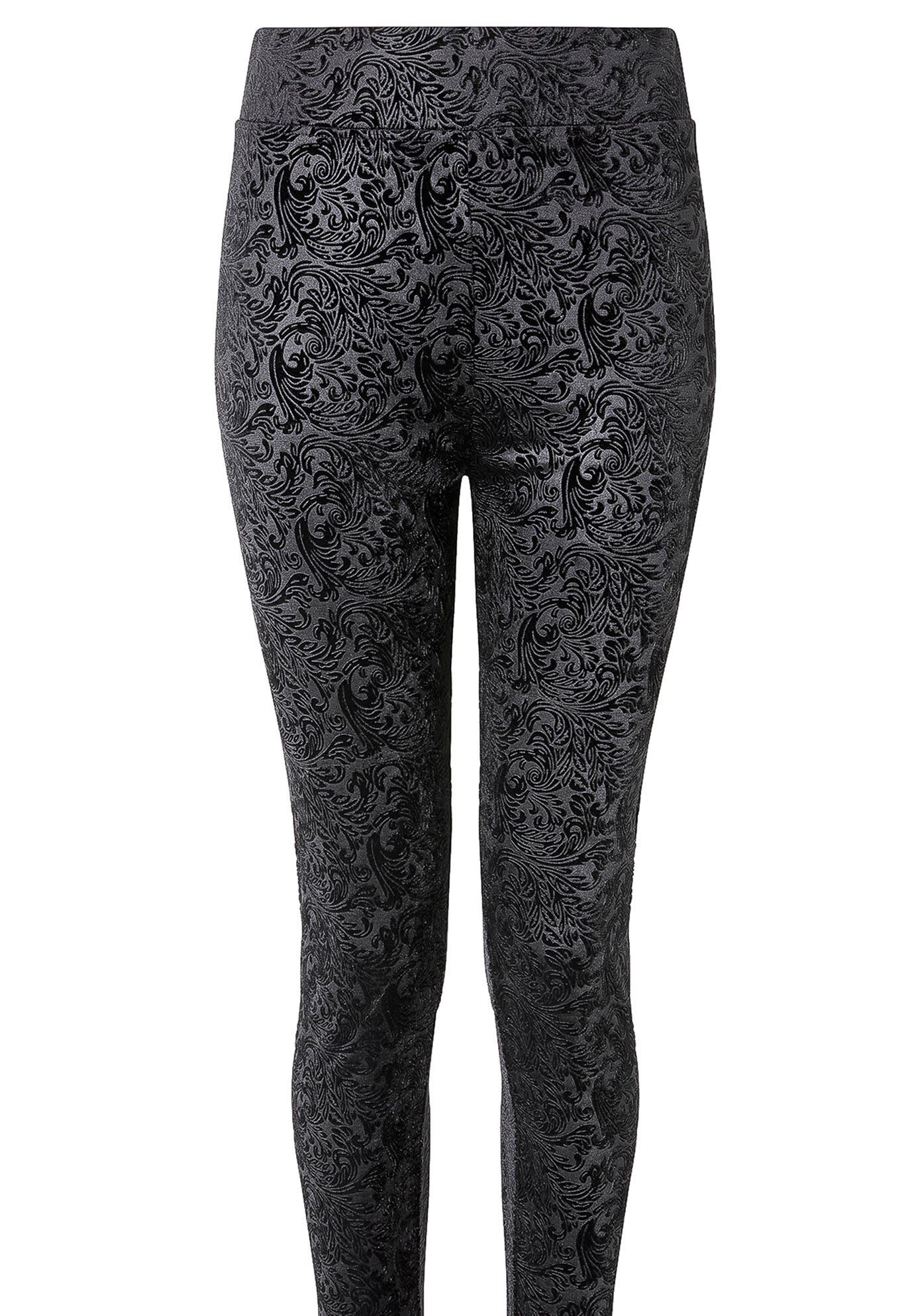 Stretch Velvet Legging, BLACK PAISLEY, alternate image number 3