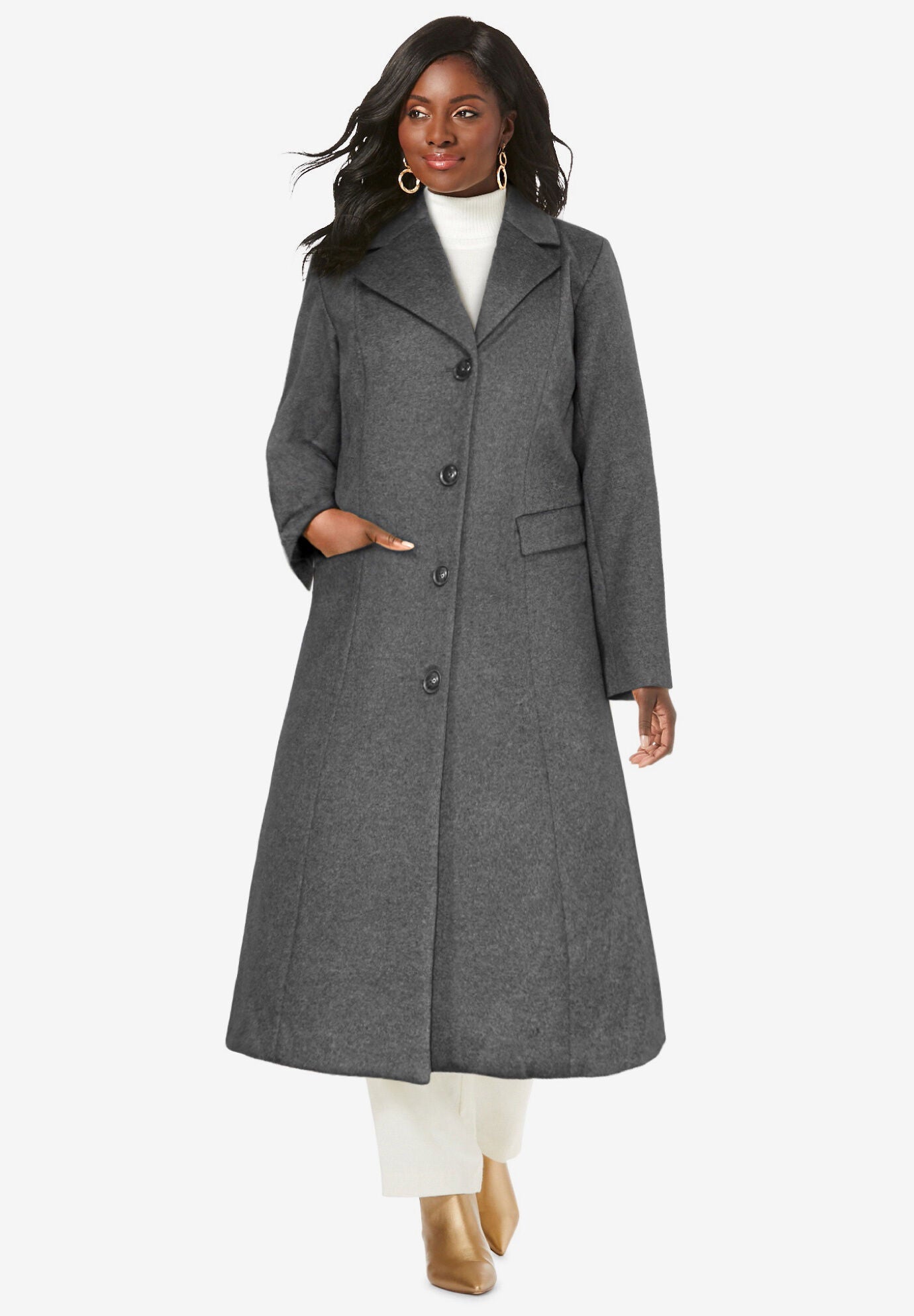Full Length Wool Blend Coat Jessica London