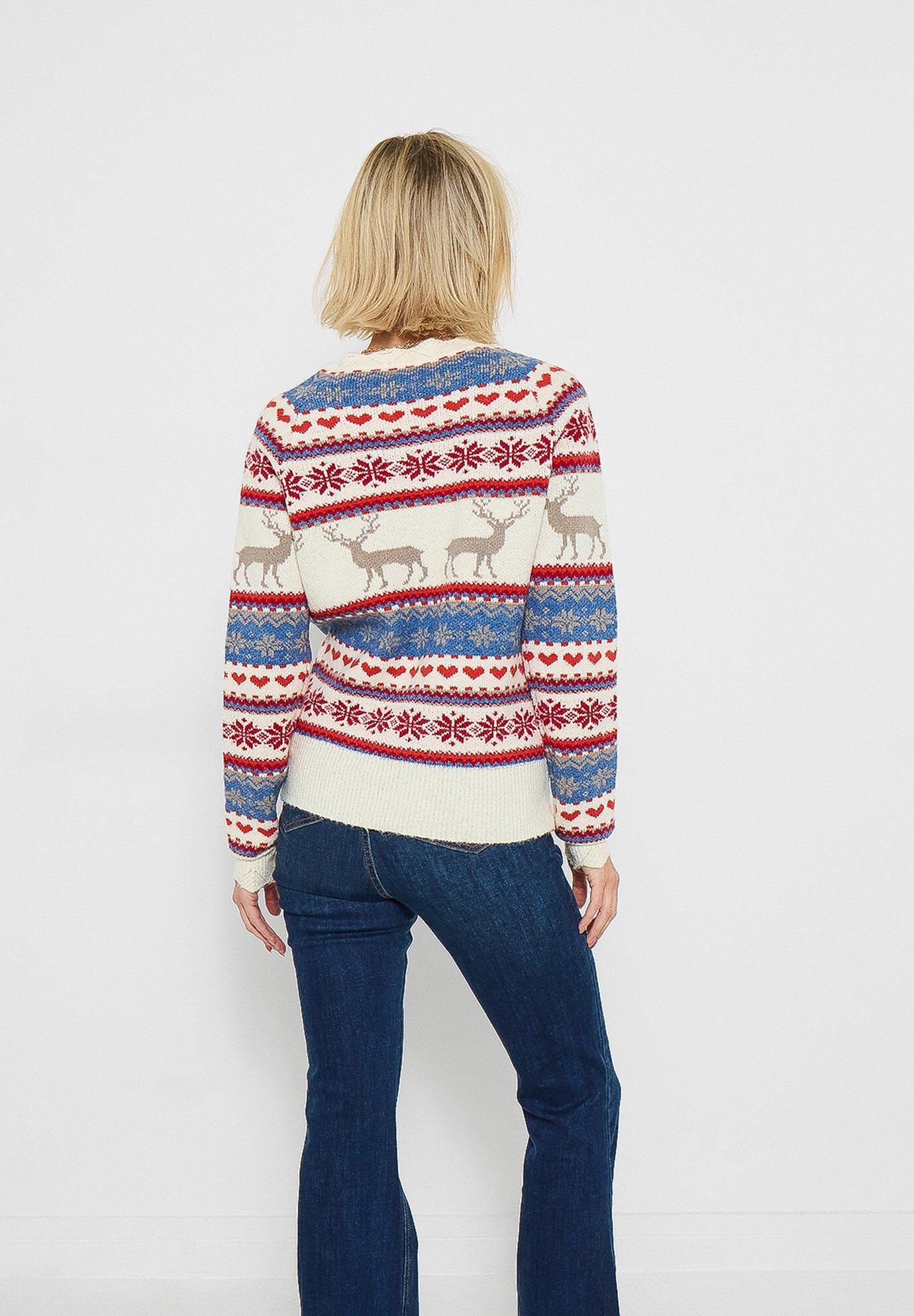 Novelty Reindeer Cardigan Sweater, REINDEER, alternate image number 2