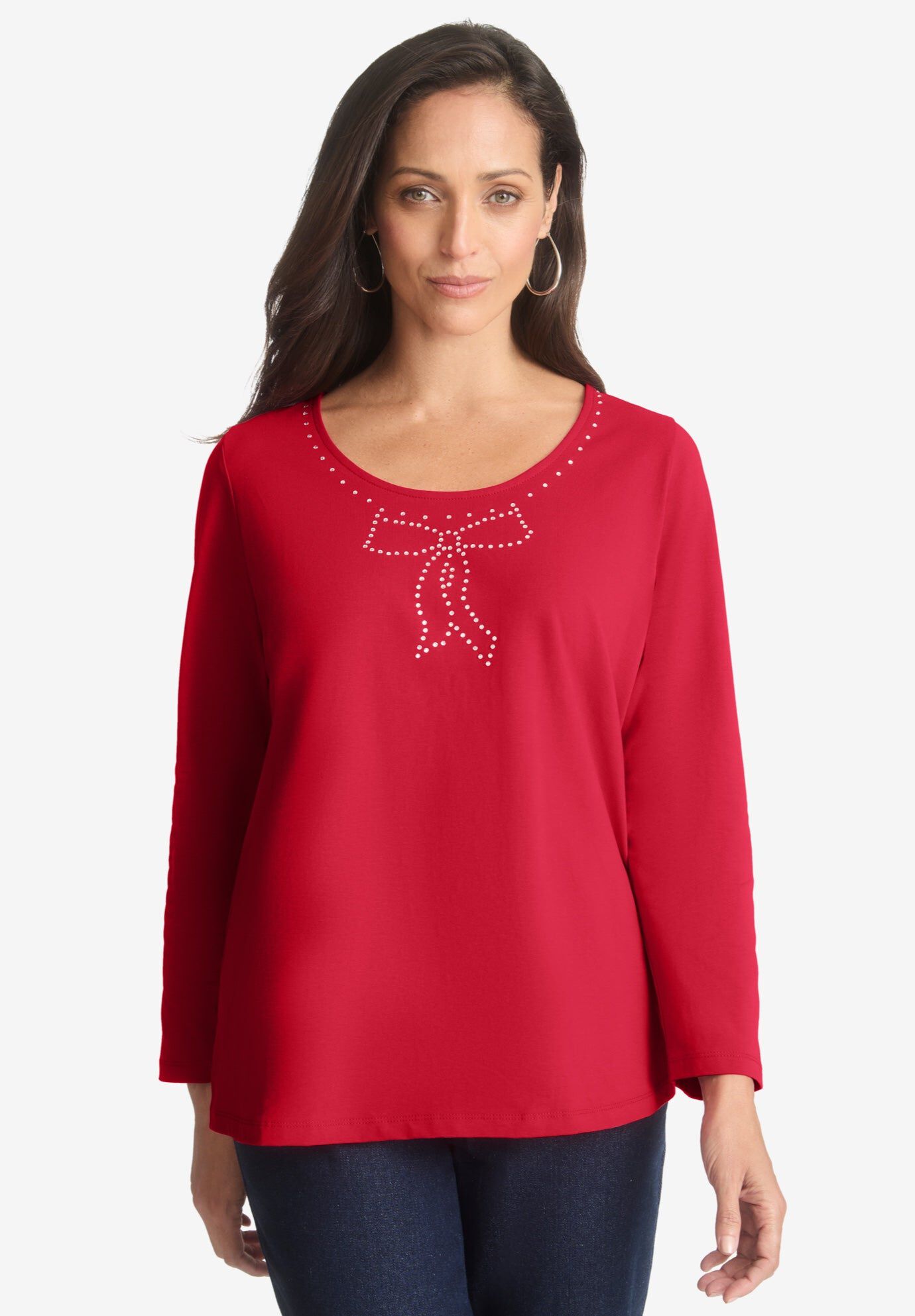 Sparkle Bow Tee, CLASSIC RED, hi-res image number 0