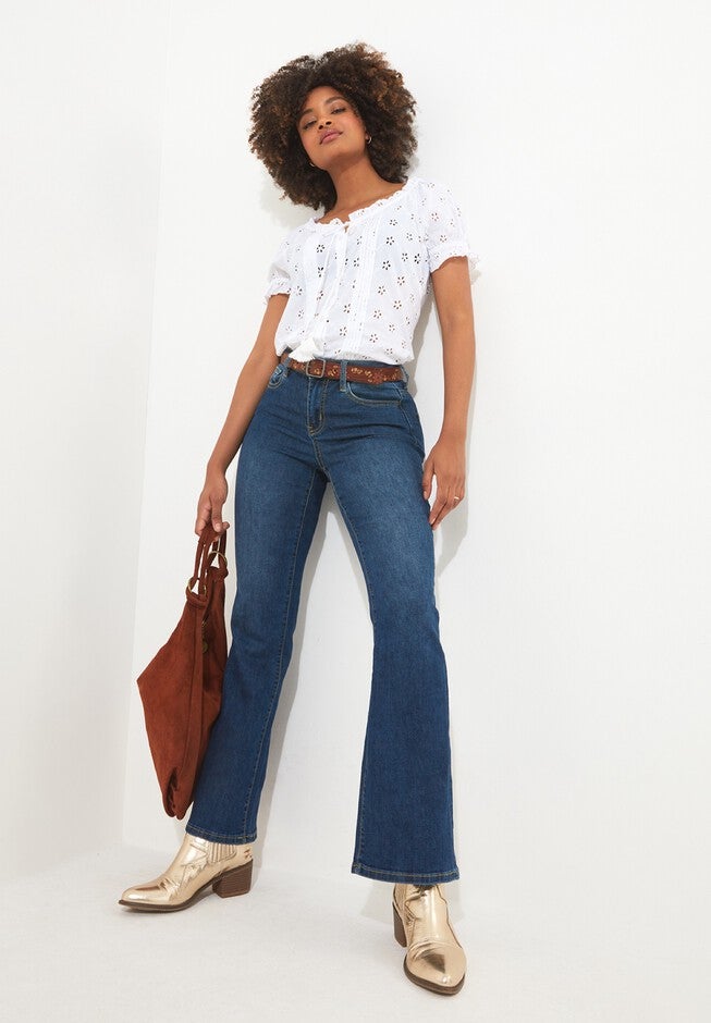 Eyelet Peasant Blouse, WHITE, alternate image number null