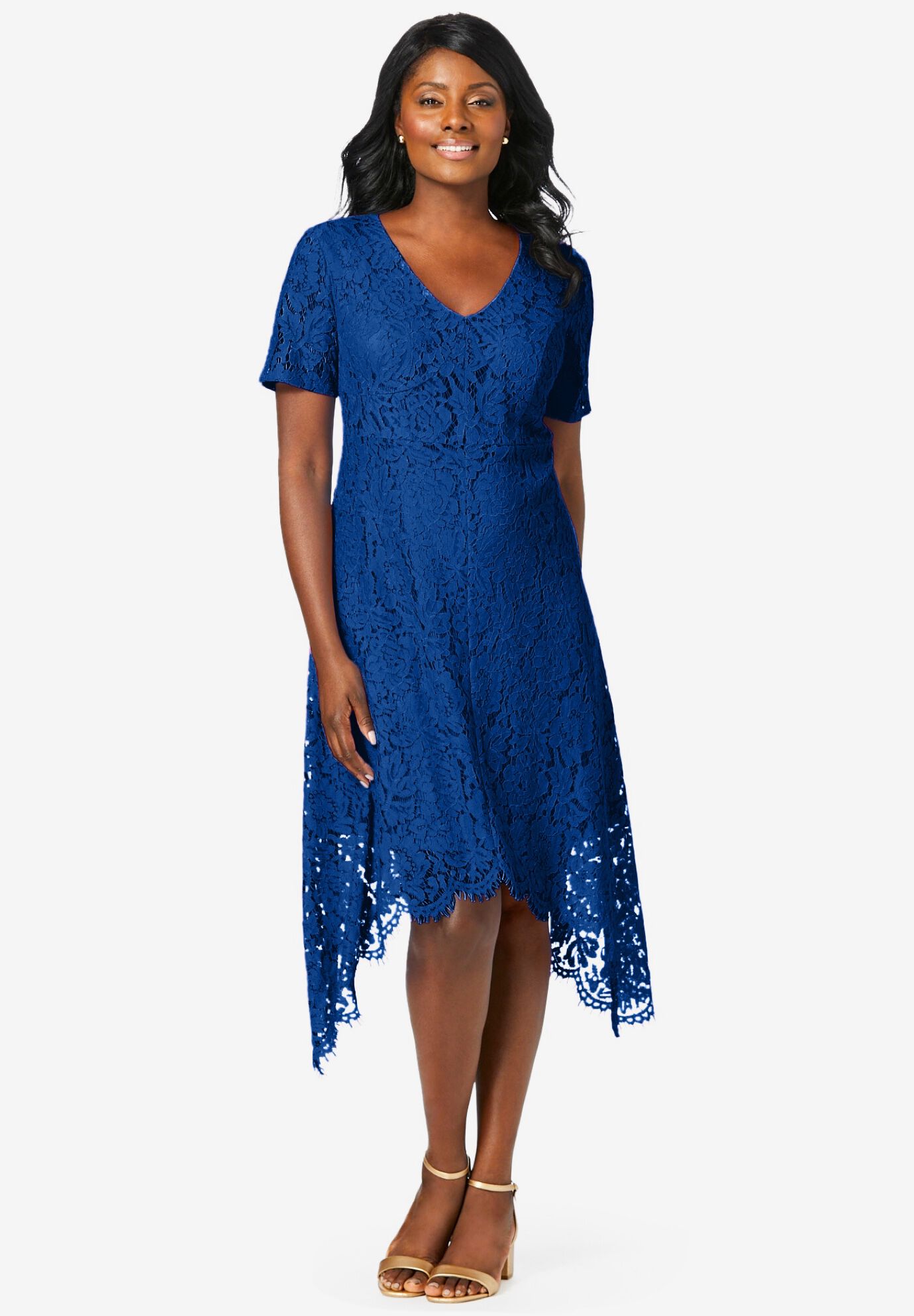 Special Occasion Lace Handkerchief Dress Dark Sapphire Jessica London