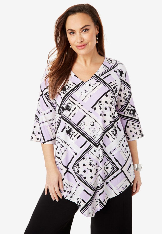 Handkerchief Hem Tunic, BRIGHT LILAC SCARF, hi-res image number 0