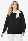 Tie-Neck Sweater, BLACK, hi-res image number null