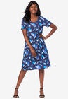 A-Line Jersey Dress, NAVY FLAT FLORAL, hi-res image number null