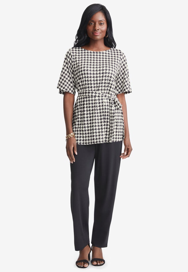 3-Piece Stretch Knit Wardrober, IVORY HOUNDSTOOTH, hi-res image number 0