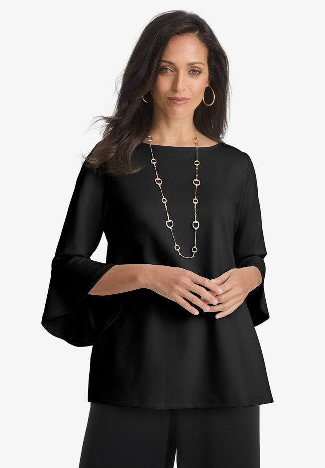 Bell Sleeve Tunic, BLACK, hi-res image number null