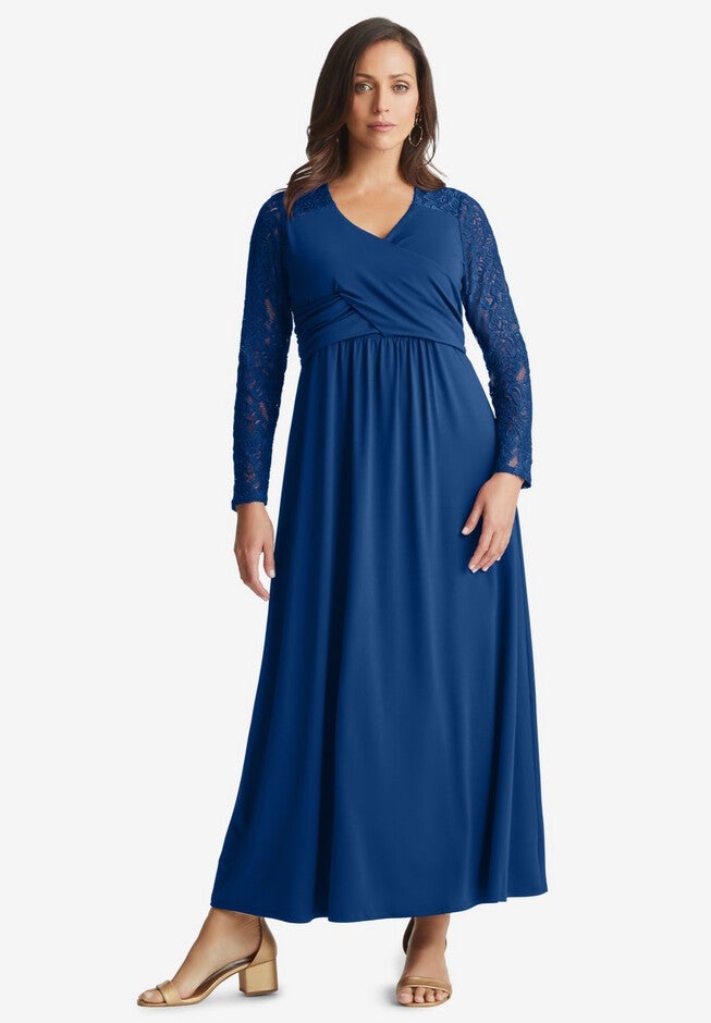 Lace Sweetheart Dress, EVENING BLUE, hi-res image number null
