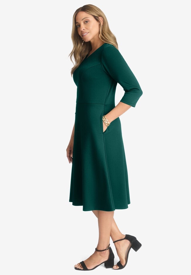 SWEETHEART NECKLINE PONTE DRESS, , alternate image number 2