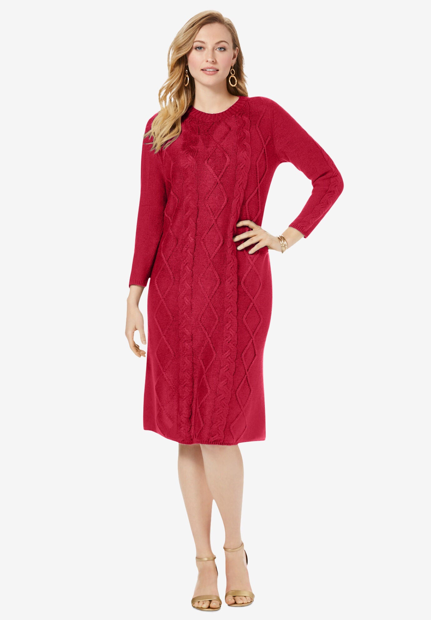 plus size long sleeve sweater dress