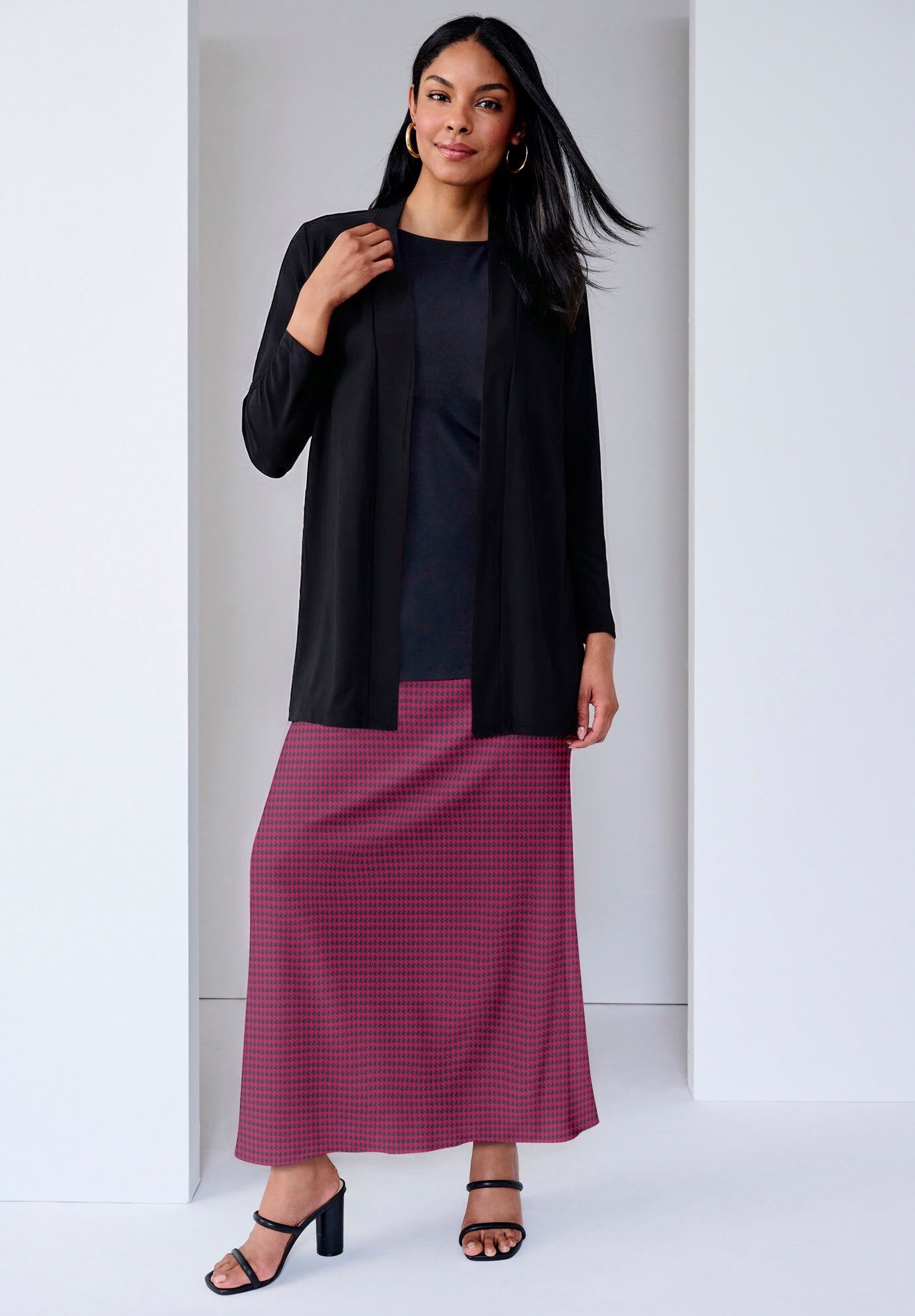 Ladies' Flowing Crinkled Maxi Skirt, Dark Olive Green | Jessica London