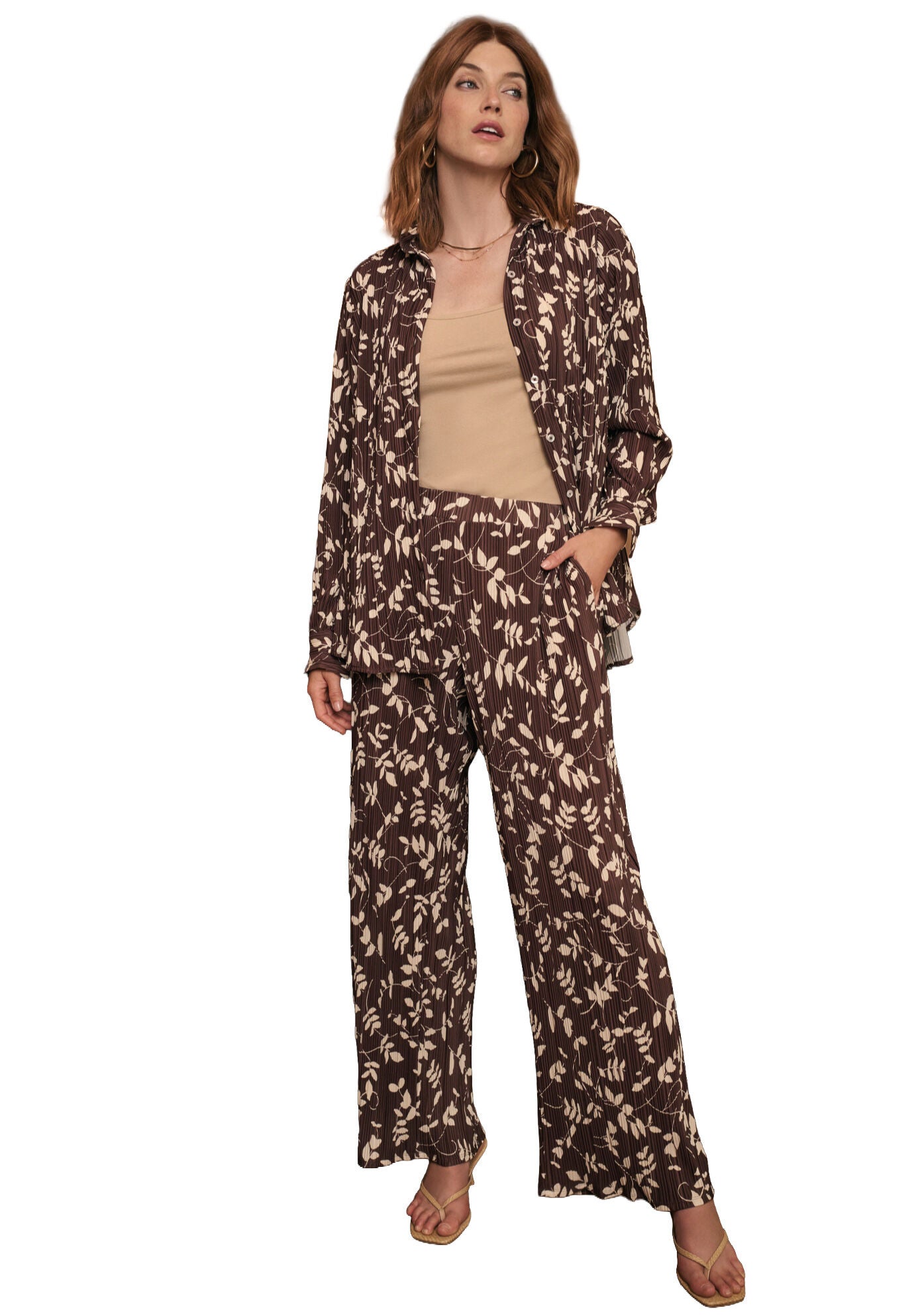 Plisse Wide-Leg Trouser